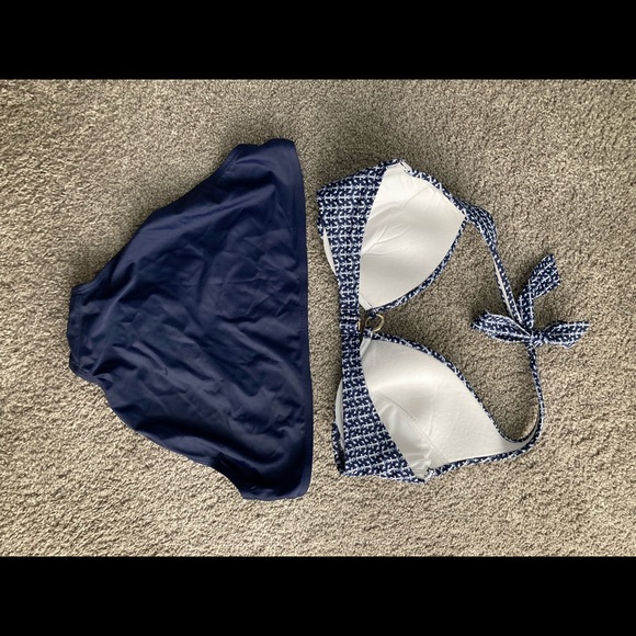 MERONA NAVY/WHITE ANCHOR halter BIKINI, XL - Picture 2 of 5